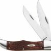 Case Knives 00189 Jigged Brown Staminawood Handles, Brown Leather Sheath -PATRIOT KNIFEWORKS Sales 00189d 42175.1668622676