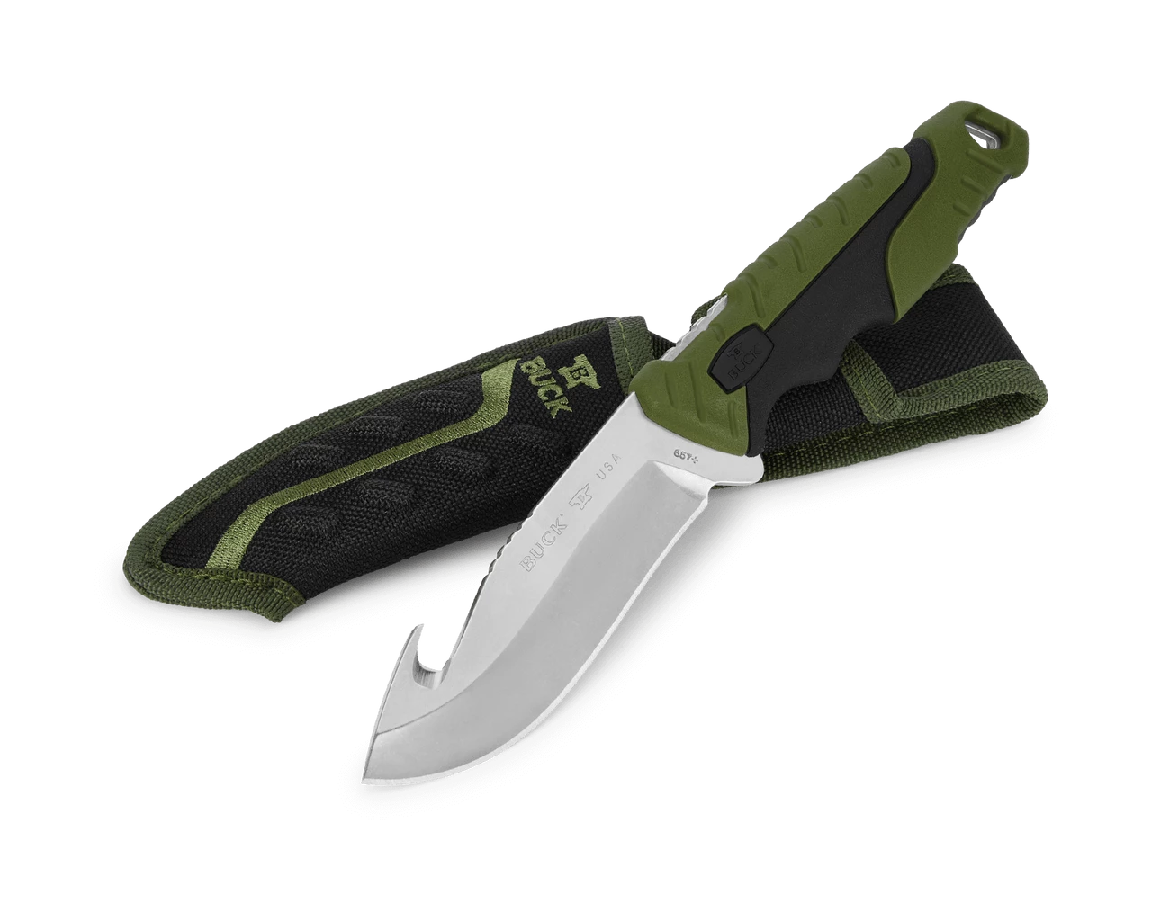 Buck Knives 657 Large Pursuit Guthook Knife - Green/Black 3 Buck Knives 657 Large Pursuit Guthook Knife - Green/Black