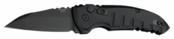 Hogue A01-MicroSwitch Automatic Folder: 2.75" Wharncliffe Blade - Black Cerakote Finish, Matte Black Aluminum Frame- 24106