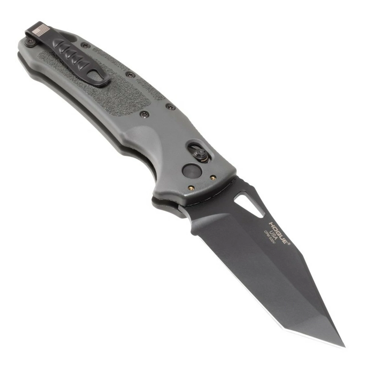 Hogue SIG K320 Tactical Manual Folder: 3.5" Tanto Blade - Black Cerakote Finish, Grey Polymer Frame 4 Hogue SIG K320 Tactical Manual Folder: 3.5" Tanto Blade - Black Cerakote Finish, Grey Polymer Frame - Image 2