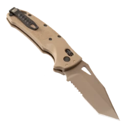 Hogue SIG K320 M17/M18 Manual Folder: 3.5" Tanto Blade (Partially Serrated) - Coyote PVD Finish, Coyote Tan Polymer Frame - 36363 -PATRIOT KNIFEWORKS Sales 36363 2 70307.1686162269