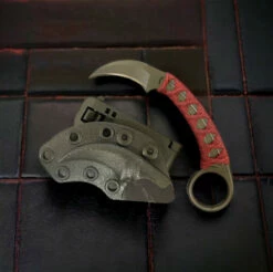 Bastinelli Knives PiKa PVD W/ Red Tsuka Wrap