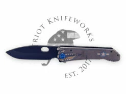 Medford 187DP D2 PVD Blade, Tumbled Warthog Handles, Blue HW/Clip