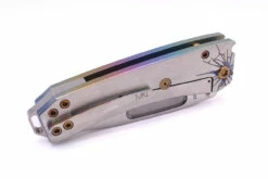 Medford Knives Midi Marauder S45VN Satin Tanto Blade, Ano Fade W/Faced Silver Flats Iridescent Cracked Glass Handles, Bronze HW, Brsh/Silver W/ Iridescent Cracked Glass Clip -PATRIOT KNIFEWORKS Sales 6D83DD1F 8A8E 4C0E A81B 243EE06AE1B9 11124.1680016153