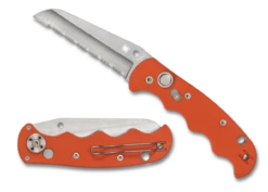 Spyderco Autonomy AUTO Serrated Blade, Orange G10 Handles - C165GSOR