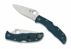Spyderco C243FPK390 Endela Blue Lightweight K390 PlainEdge Blade Knife