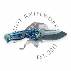 Medford Micro T S45VN Tumbled DP Blade, Blue Rain Drop Handles, STD HW/Clip, NP3 Breaker -PATRIOT KNIFEWORKS Sales C3228A42 91CF 4F7C AAF2 E17B391CE501 09732.1694724121