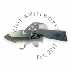 MEDFORD TFF-1 S35VN VULCAN BLADE, TUMBLED WARTHOG/STARS-N-BARS/RIVETS HANDLES, BRONZE HW/CLIP