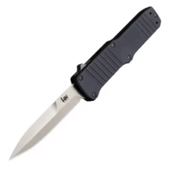 HK Hadron OTF Automatic: 3.375" Bayonet Blade - Tumbled Finish, Matte Black Aluminum Frame