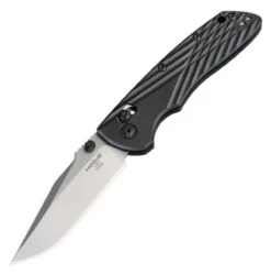 Hogue 64136 Ballista I Automatic Folder: 3.5" Drop Point Blade - Tumbled Finish, Matte Black Aluminum Frame