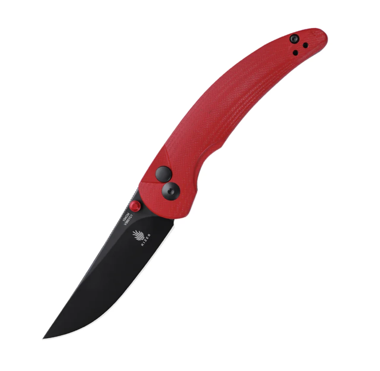 Kizer Swaggs Chili Pepper Button Lock Knife Red G-10 V3601C1 (3.03" Black) 3 Kizer Swaggs Chili Pepper Button Lock Knife Red G-10 V3601C1 (3.03" Black)