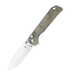 Kizer Begleiter(XL) Button Lock Knife Green Micarta V5458C2 (3.91" Stonewash)