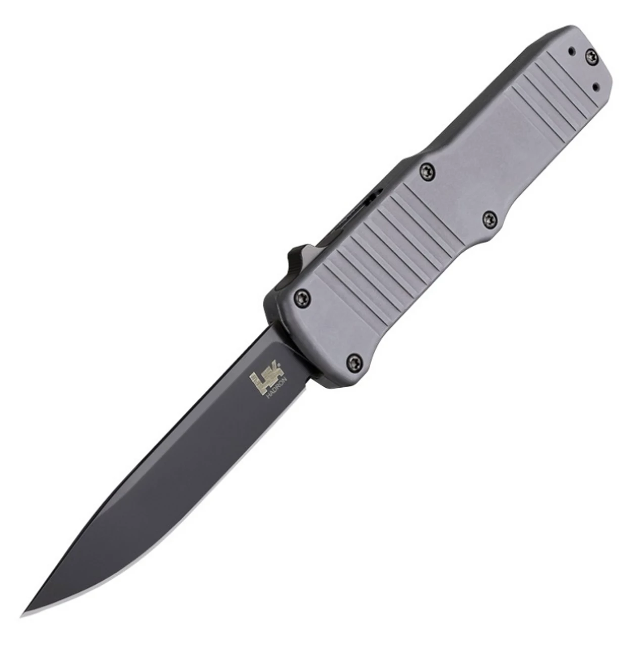 HK Hadron OTF Automatic: 3.375" Clip Point Blade - Black PVD Finish, Matte Grey Aluminum Frame 3 HK Hadron OTF Automatic: 3.375" Clip Point Blade - Black PVD Finish, Matte Grey Aluminum Frame