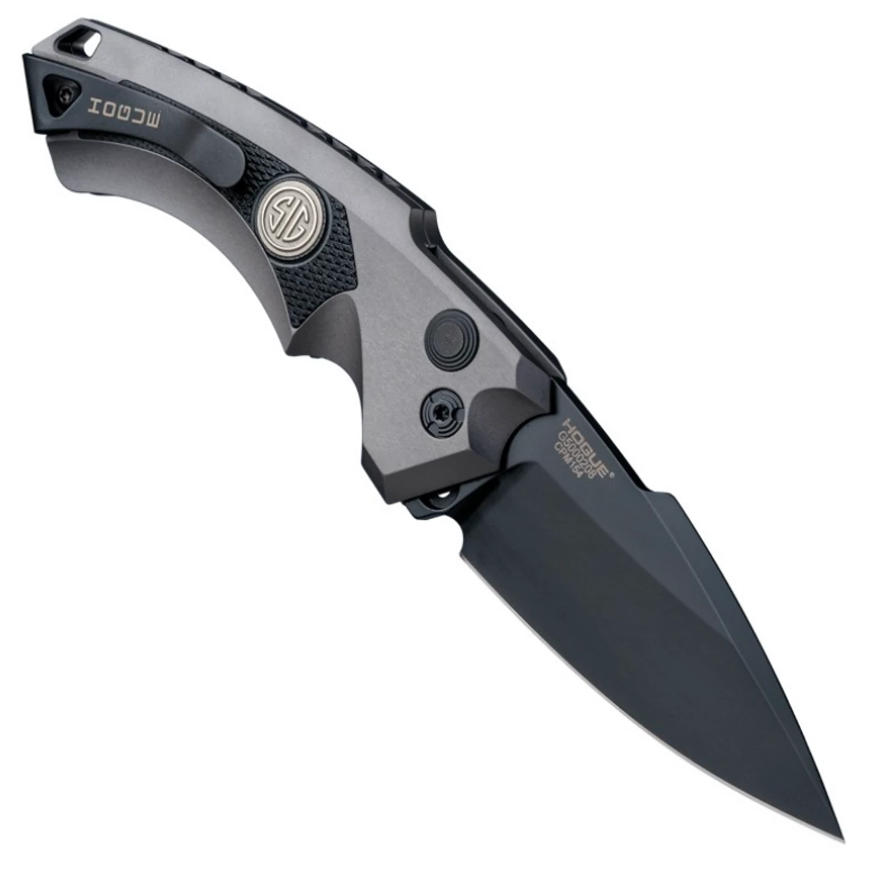 Hogue SIG EX-A05 Tactical Automatic Folder: 3.5" Spear Point Blade - Black Cerakote Finish, Matte Grey Aluminum Frame & Solid Black G10 Inserts - 36532 4 Hogue SIG EX-A05 Tactical Automatic Folder: 3.5" Spear Point Blade - Black Cerakote Finish, Matte Grey Aluminum Frame & Solid Black G10 Inserts - 36532 - Image 2