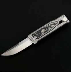 Reate Knives EXO-M | Titanium Bead Blast | Burl Linen Micarta | Elmax | Satin Finish | Drop Point