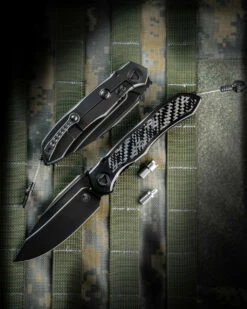 Microtech 190C-1DLCTCFITI Anax S/E DLC Titanium Handle DLC Standard DLC Titanium Pivot Collar Carbon Fiber Inlay