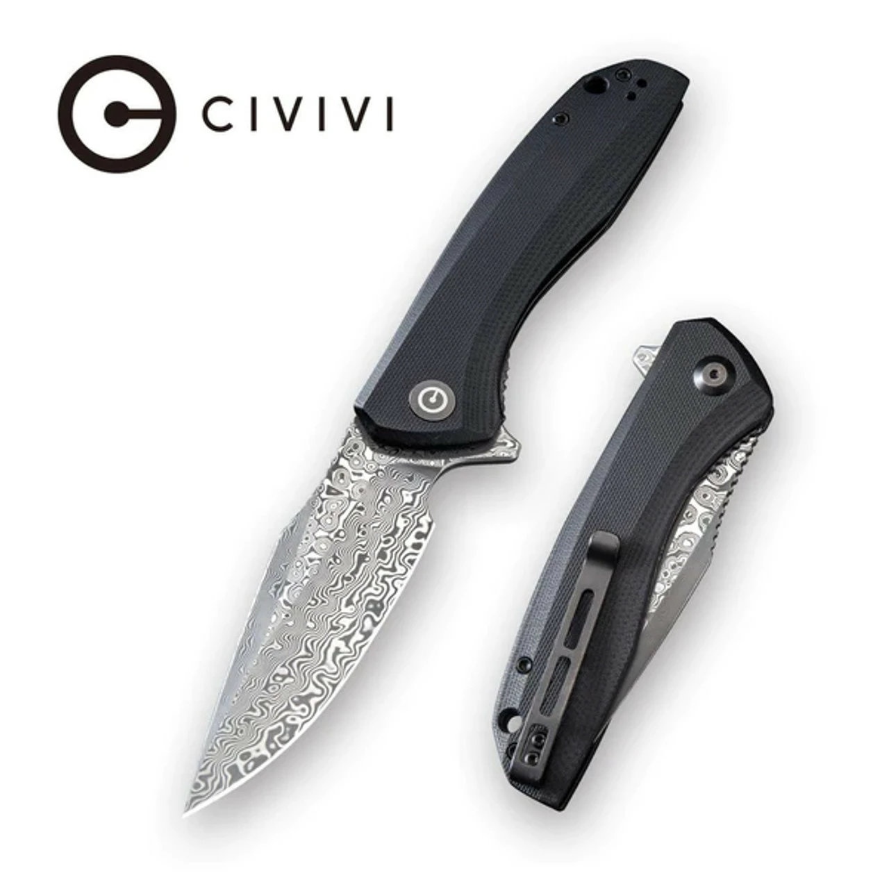 CIVIVI Baklash Flipper Knife G10 Handle (3.5" Damascus Blade) C801DS 3 CIVIVI Baklash Flipper Knife G10 Handle (3.5" Damascus Blade) C801DS