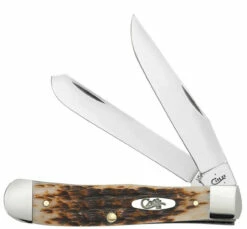 Case Knives 00164 Trapper Peach Seed Jig Amber Bone Trapper