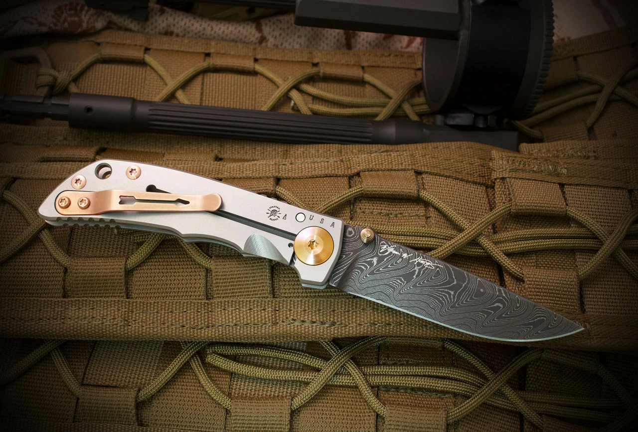 Spartan Blades SPARTAN-HARSEY FOLDER 3.25 CHAD NICHOLS DAMASCUS BRONZE ANO HARDWARE 3 Spartan Blades SPARTAN-HARSEY FOLDER 3.25 CHAD NICHOLS DAMASCUS BRONZE ANO HARDWARE